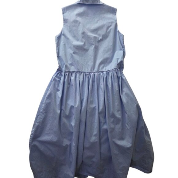 MAYE Periwinkle Blue Cotton Shirtdress Sleeveless Pintuck Midi Dress | Medium - Picture 2 of 6